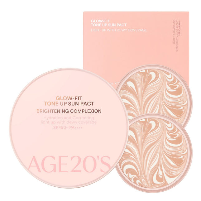 AGETWOENIS  Glow Fit Tone-Up Sun Pact Case + Refill 2p SPF50+ PA++++, 12.5g, 1 set