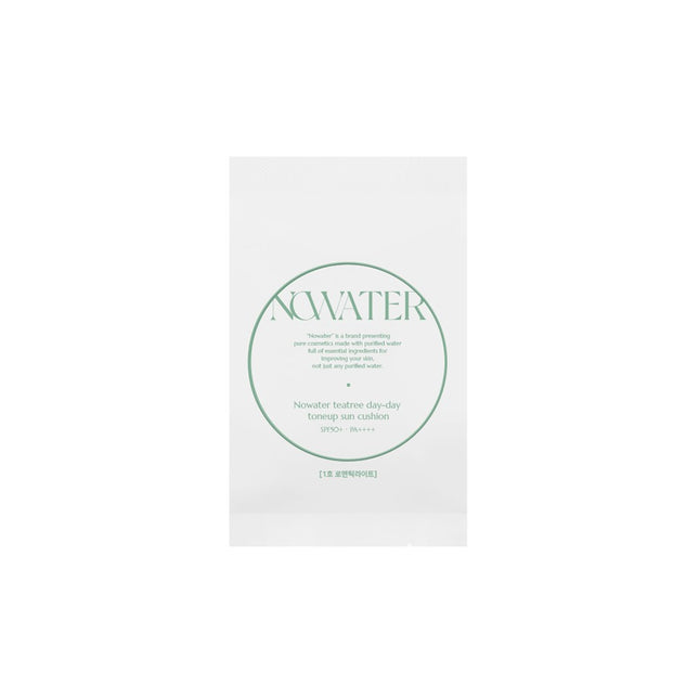 NOWATER  Teatree Dayday Tone-up Sun Cushion Refill #1 Romantic Light SPF 50+ PA++++, 1 count