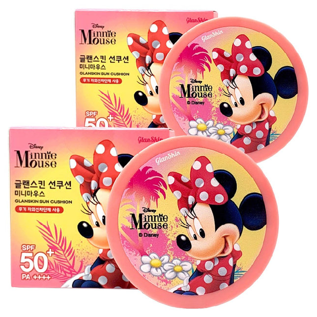 DISNEY GLANZKIN Disney Minnie Mouse Glanzkin Sun Cushion SPF 50+ PA++++, 15g, 2 Count