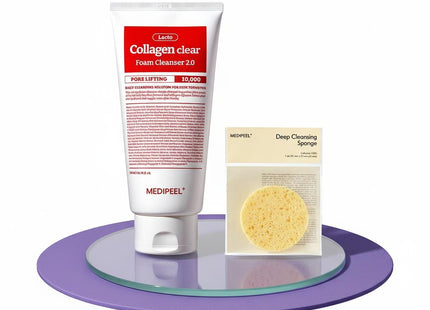 MEDI-PEEL Red Lacto Collagen Clear Foam 20 300ml + Deep Sea Sponge