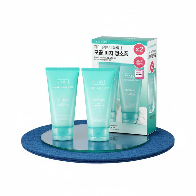 BRING GREEN Tea Tree Cica Deep Cleansing Foam 120mL  2 Count