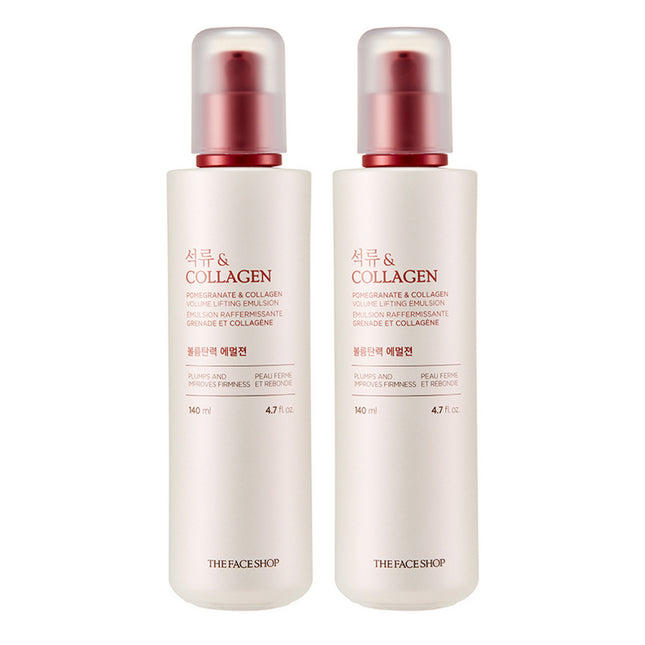 THE FACE SHOP  Pomegranate & Collagen Volume Elastic Emulsion, 140ml, Set of 2