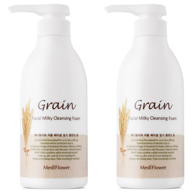 MEDIFLOWER  Grainy Facial Milky Cleansing Foam, 500ml, 2 Count