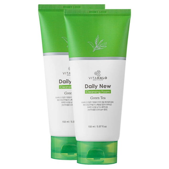 VITA HALO  Daily New Jeju Green Tea Foam Cleanser, 150ml, 2 Count
