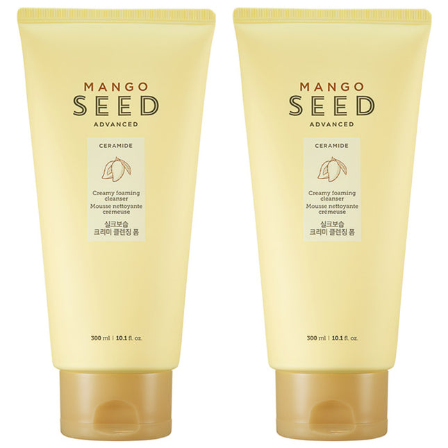 THE FACE SHOP  Mango Seed Silk Moisturizing Creamy Cleansing Foam 300ml, Set of 2