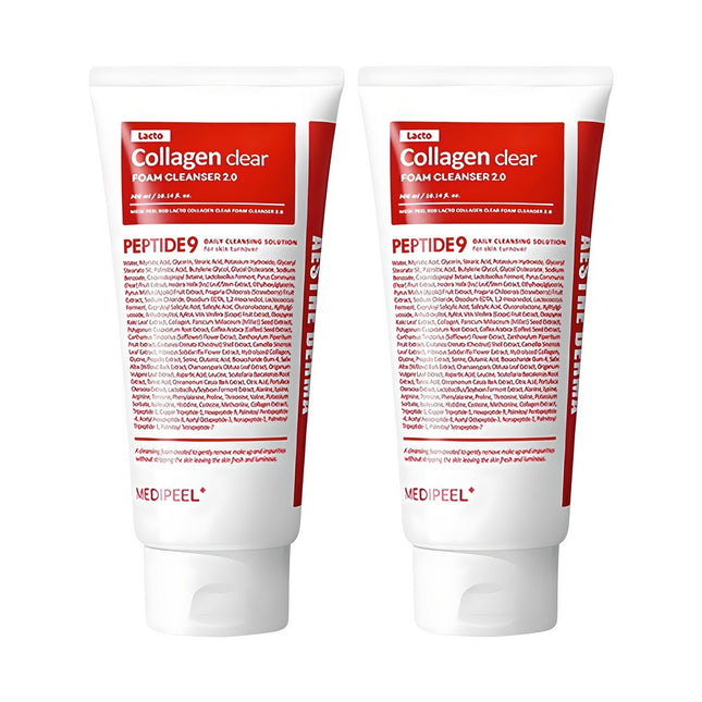 MEDI-PEEL  Red Lacto Collagen Clear Foam Cleanser 2.0, 120ml, 2 count