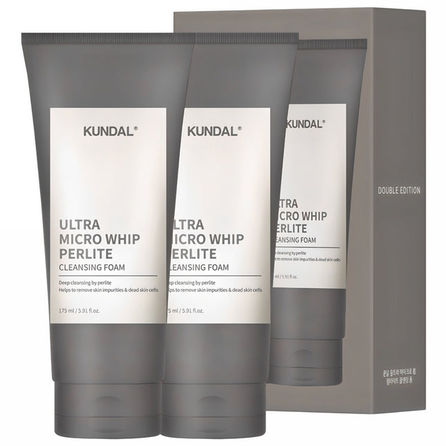 KUNDAL  Ultra Micro Whip Pearlite Foam Cleansing, 175ml, 2 Count