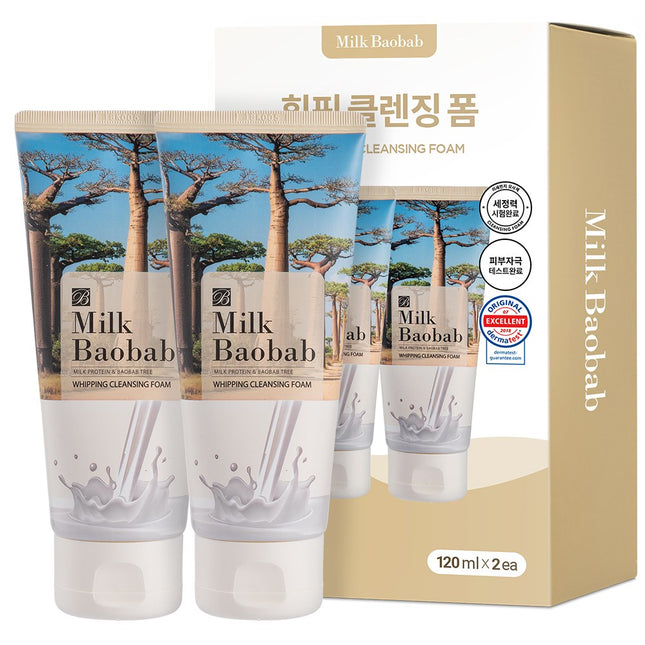 MILK BAOBAB  Whipping Cleansing Foam 120ml, 2 Count
