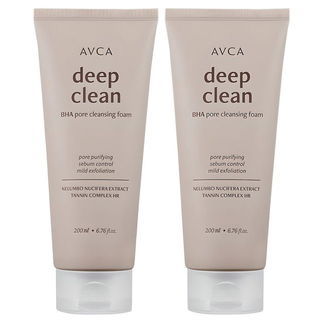 AVKA  Pore Deep Clean BHA Cleansing Foam, 200ml, 2 Pack