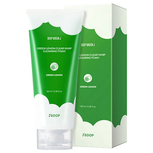 JSUP  Deep Green Jay Green Lemon Clear Whip Cleansing Foam, 180g, 180ml, 1 Count