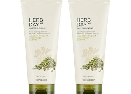 THE FACE SHOP  Herb Day 365 Master Blending Facial Cleansing Foam Mung Bean, 170ml, 2 Count