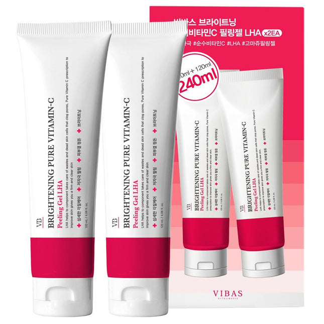 VIVAWAS  Pure Vitamin C Brightening LHA Peeling Gel, 120ml, 2 Count