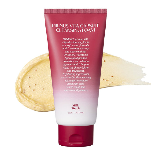 MILK TOUCH Milk Touch Western Plum Pore Toning Vita Capsule Cleansing Foam, 300ml, 1 Count