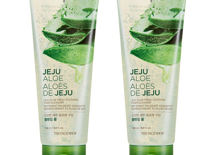 THE FACE SHOP  Fresh Jeju Aloe Soothing Cleansing Foam, 150ml, 2 Count