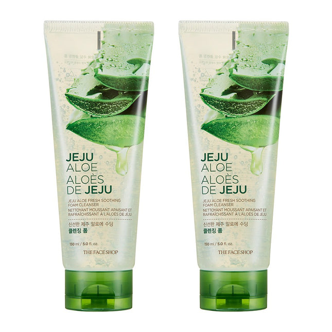 THE FACE SHOP  Fresh Jeju Aloe Soothing Cleansing Foam, 150ml, 2 Count