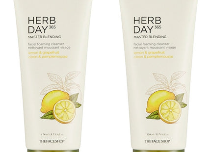 THE FACE SHOP  Herb Day Master Blending Cleansing Foam Lemon, 170ml, 2 Count