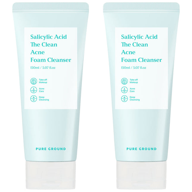 PUREGROUND The Clean Acne Foam Cleanser 150ml 2 Count