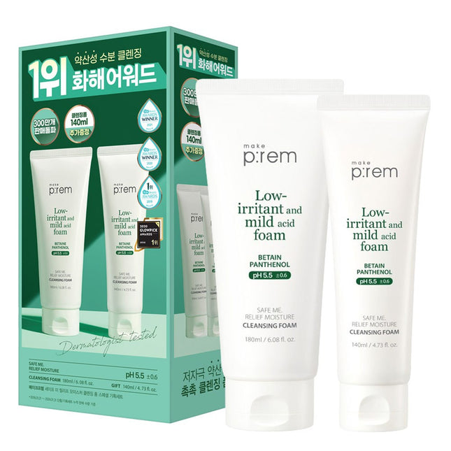 MAKE P:REM  Safe Me Relief Moisture Cleansing Foam Set 180ml 1ea