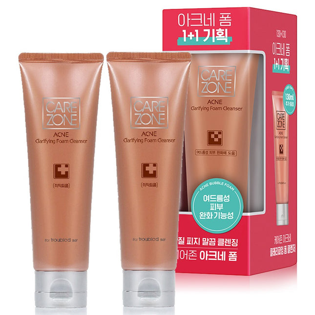 CAREZONE Acne Clarifying Foam Cleanser Double Set, 130ml, 2 Count