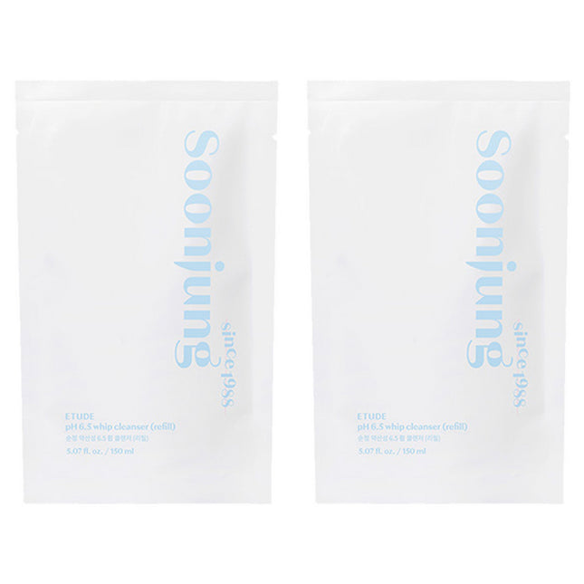 ETUDE  Soon Jung Mild Acidic 6.5 Whip Cleanser Refill 150ml 2 Pack