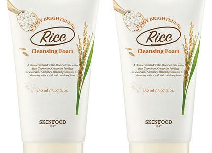 SKINFOOD  Rice Daily Brightening Cleansing Foam 150ml 2 Count