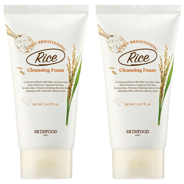 SKINFOOD  Rice Daily Brightening Cleansing Foam 150ml 2 Count