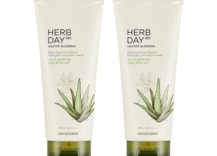 THE FACE SHOP  Herb Day Master Blending Facial Cleansing Foam Aloe, 170ml, 2 Count
