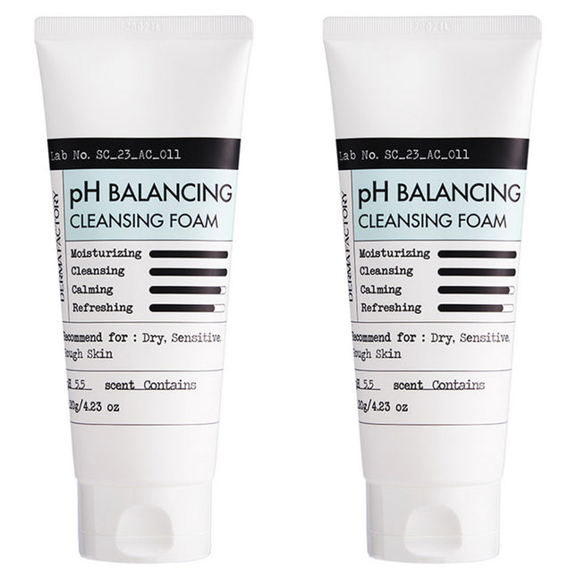 DERMA FACTORY  Panthenol pH Balancing Cleansing Foam, 120g, 2 Count