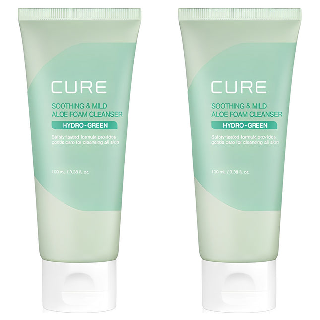 KIM JUNG MOON ALOE  Cure Soothing & Mild Aloe Foam Cleanser, 100ml, 2 Count