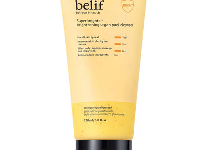 BELIF  Super Knights Bright Toning Vegan Packcleanser, 150ml, 1 Count
