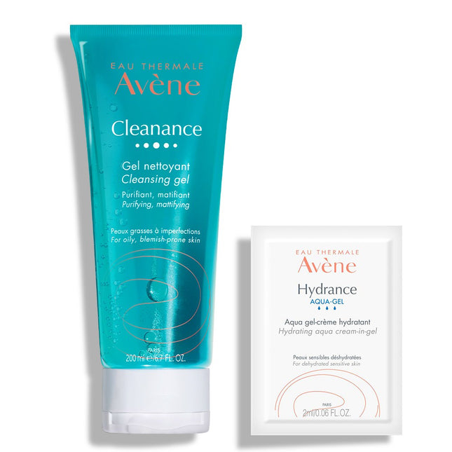 AVÈNE  Cleanance Cleansing Gel 200ml + Aqua Cream-in-Gel 2ml, 1 Set