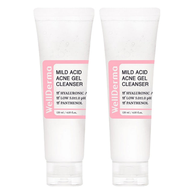 WELLDERMA  G Plus Mild Acid Acne Gel Cleanser, 120ml, 2 Count