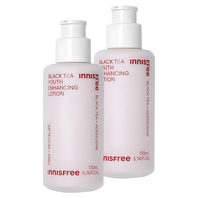 INNISFREE  New Black Tea Youth Enhancing Firming Lotion, 170ml, 2 Count