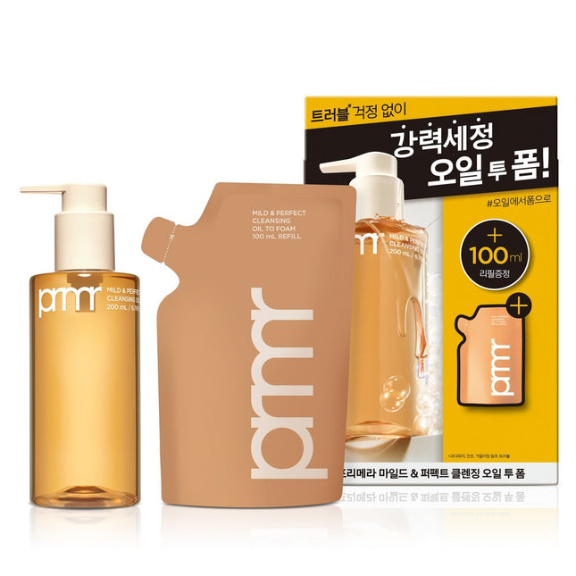 PRIMERA  Mild & Perfect Cleansing Oil to Foam 200ml + Refill 100ml Set, 1 Set