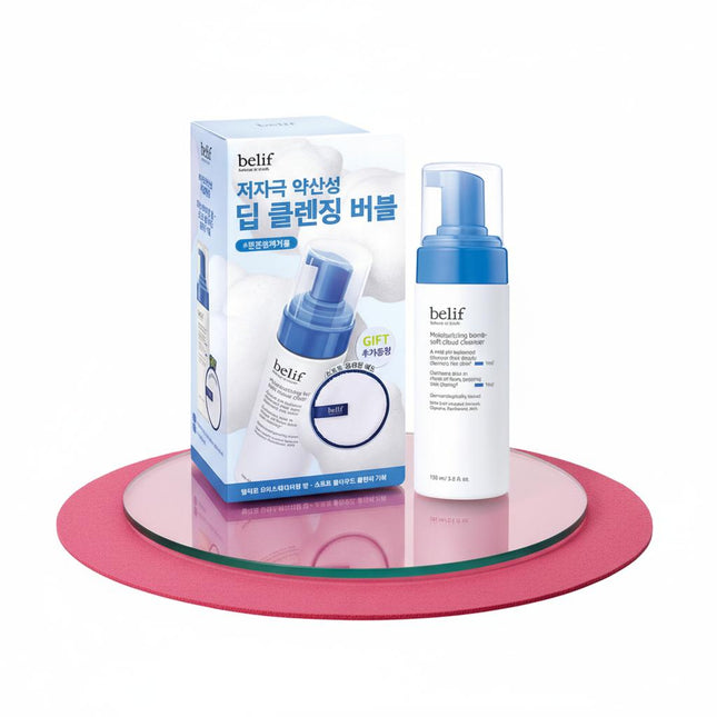 BELIF The True Cream Moisturizing Bomb Soft Cloud Cleanser 150ml + Soft Cleansing Pad