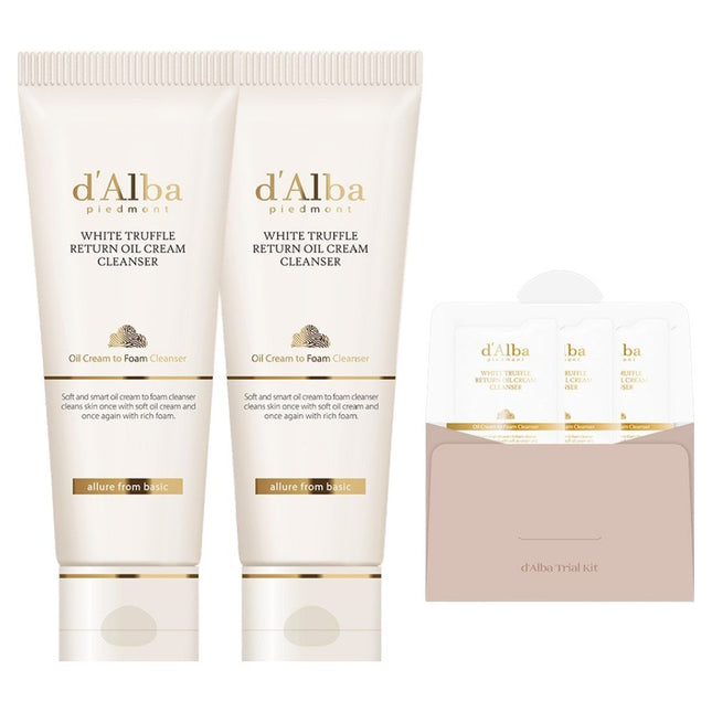 D'ALBA White Truffle Return Oil Cream Cleanser Tube, 100ml, 2 Count