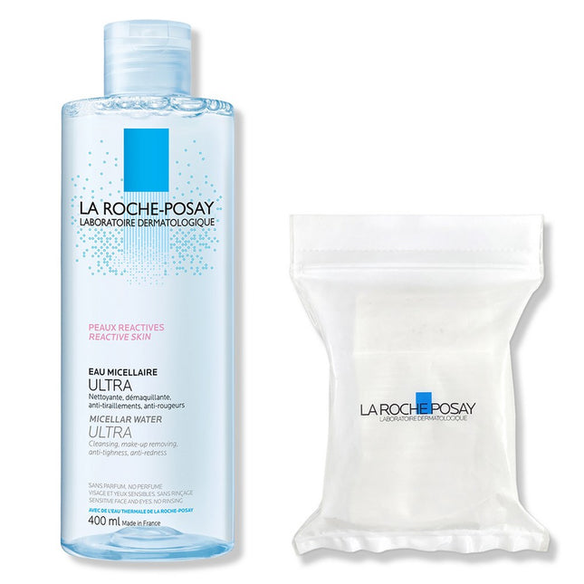 LA ROCHE-POSAY  Micellar Cleansing Water Ultra Reactive 400ml + Cotton Pads 30 Count, 1 Unit
