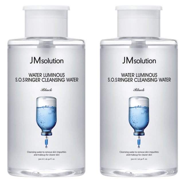 JM SOLUTION  Watery Pore Solution SOS Ringer Cleansing Water Black, 500ml, 2 Count
