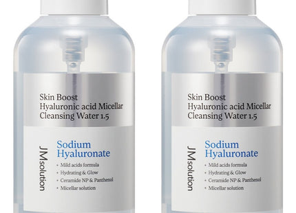 JM SOLUTION  Skin Bounce Hyaluronic Acid Micellar Cleansing Water 1.5, 500ml, 2 Count