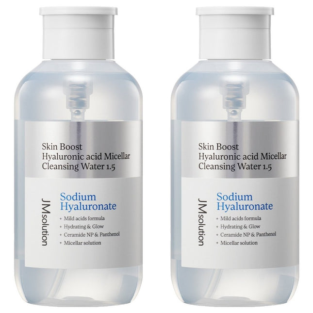 JM SOLUTION  Skin Bounce Hyaluronic Acid Micellar Cleansing Water 1.5, 500ml, 2 Count