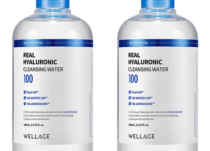 WELLAGE  Real Hyaluronic Cleansing Water 400ml 2 Pack
