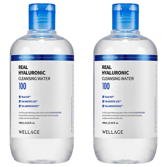 WELLAGE  Real Hyaluronic Cleansing Water 400ml 2 Pack
