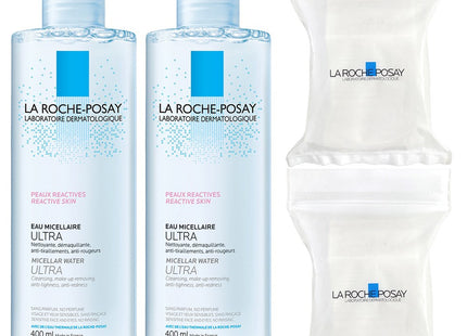 LA ROCHE-POSAY  Micellar Cleansing Water Ultra Reactive 400ml + Cotton Pads 30pcs, 2 Count