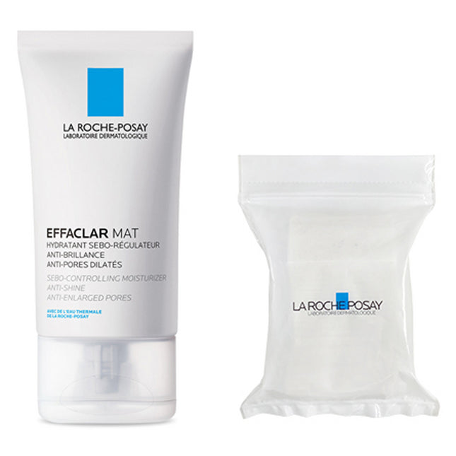 LA ROCHE-POSAY  Effaclar MAT Sebo-Controlling Moisturizer + Cotton Pads 30ea, 40ml, 1 Count