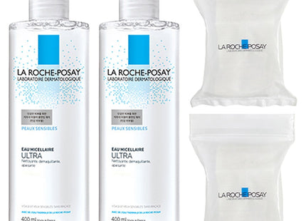 LA ROCHE-POSAY La Roche-Posay Micellar Water Ultra Sensitive + Cotton Pads Set, 400ml, 2 Count