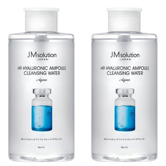 JM SOLUTION  H9 Hyaluronic Ampoule Cleansing Water Aqua, 850ml, 2 Count