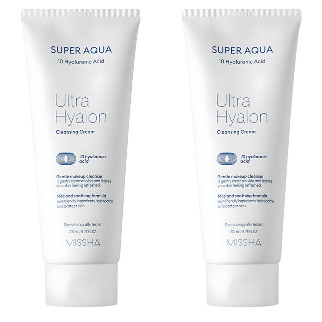 MISSHA  Super Aqua Ultra Hyalon Cleansing Cream, 200ml, 2 Count