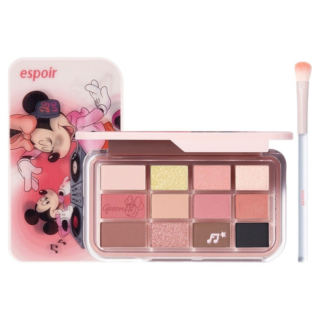 ESPOIR  Disney Edition Eye Core Palette + Base Shadow Brush Set, No. 8 Groove Reddish, 1 Set