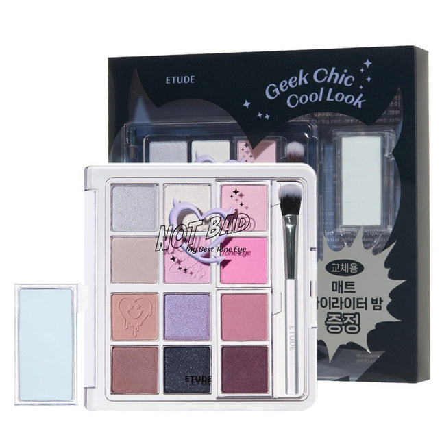 ETUDE  MY BEST TONE EYE PALETTE 7g GREY PLEASE + REFILL HIGHLIGHTER BALM NOT BAD SET