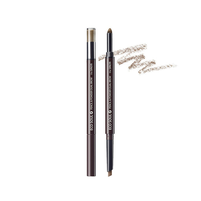 THE SAEM  Eco Soul Pencil and Powder Dual Eyebrow Auto Pencil 0.3g, 01 Brown, 1 Count